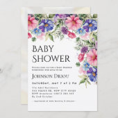 Elegant Floral Baby Shower Invitation Kaart (Voorkant / Achterkant)
