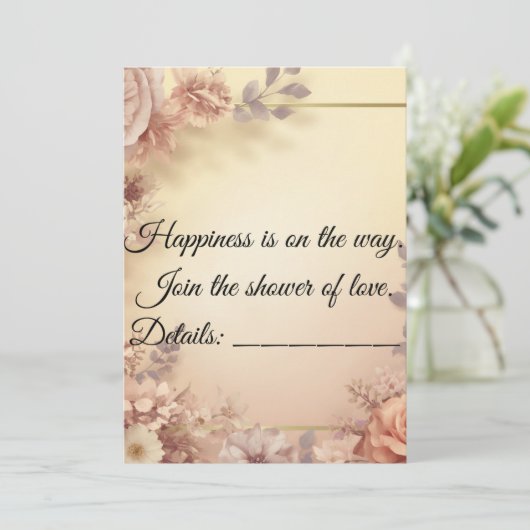 Elegant Floral Baby Shower Invitation  Kaart (Staand voorkant)