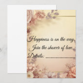 Elegant Floral Baby Shower Invitation  Kaart (Voorkant / Achterkant)