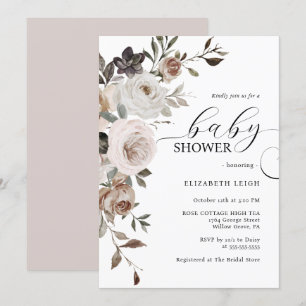 Elegant Floral Baby shower Invitation Kaart
