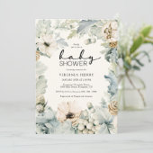 Elegant Floral Baby shower Invitation Kaart (Staand voorkant)