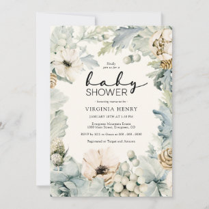 Elegant Floral Baby shower Invitation Kaart