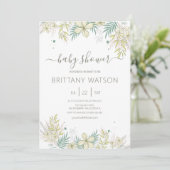 Elegant Floral Baby shower Invitation Kaart (Staand voorkant)