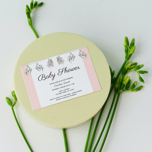 Elegant Floral Baby shower Invitation Kaart