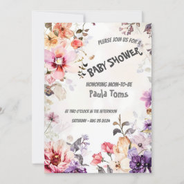 Elegant Floral Baby shower Invitation Kaart