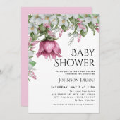 Elegant Floral Baby Shower Invitation Kaart (Voorkant / Achterkant)