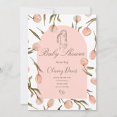 Elegant Floral Baby Shower Invitation – Pink Tulip (Voorkant)