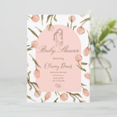 Elegant Floral Baby Shower Invitation – Pink Tulip (Staand voorkant)