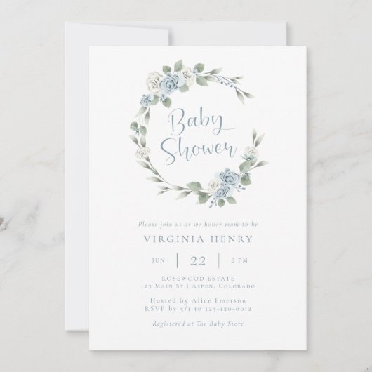 Elegant Floral Baby shower Kaart (Voorkant)