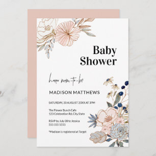Elegant Floral Baby shower Kaart