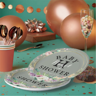 Elegant Floral Baby shower Party Papieren Borden Bordje