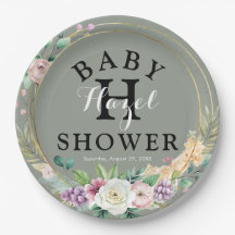 Elegant Floral Baby shower Party Papieren Borden