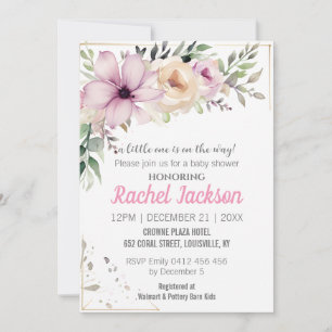 Elegant Floral Baby shower Schilderend botanisch Kaart