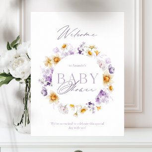 Elegant Floral Baby shower Welkom Poster
