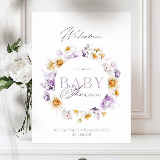 Elegant Floral Baby shower Welkom Poster