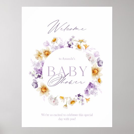 Elegant Floral Baby shower Welkom Poster (Voorkant)