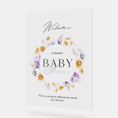 Elegant Floral Baby shower Welkomstbord Acryl Bord (Hoek)