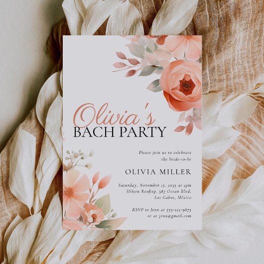 Elegant Floral Bachelorette Party Kaart
