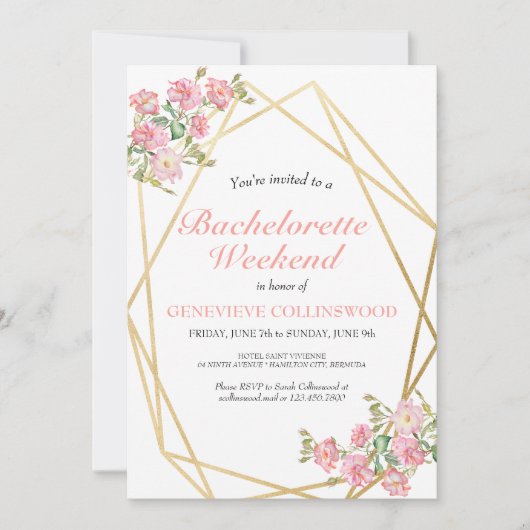 Elegant Floral Bachelorette Weekend Kaart (Voorkant)
