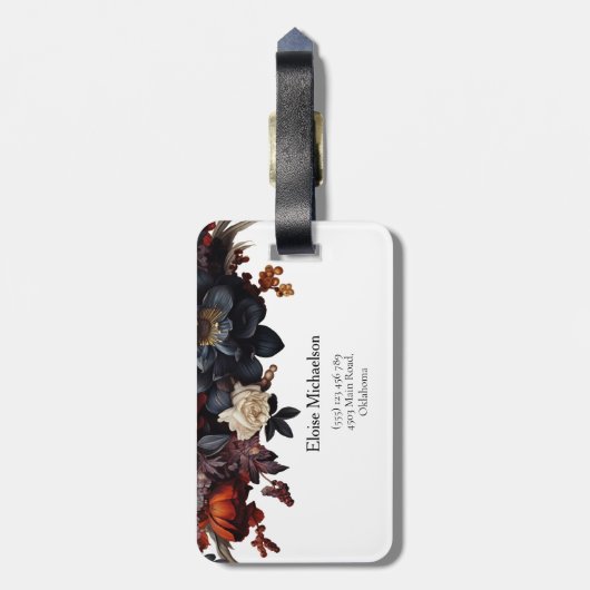 Elegant Floral Bagagelabel (Achterkant verticaal)