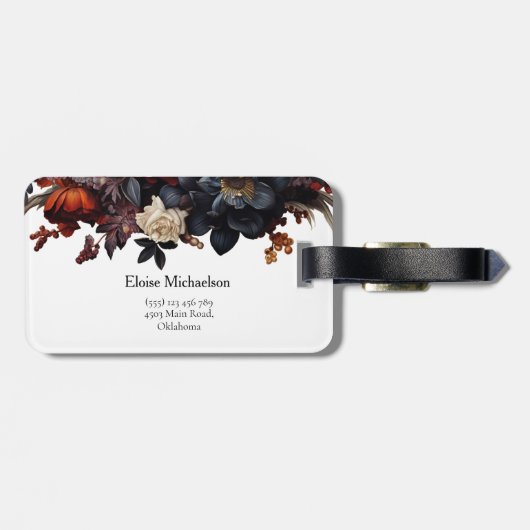 Elegant Floral Bagagelabel (Achterkant horizontaal)