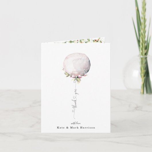Elegant Floral Ballon bedankt (Voorkant)