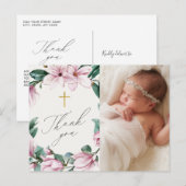 Elegant Floral Baptism 1-fotoscript Hartelijk dank Briefkaart (Voorkant / Achterkant)