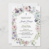 Elegant floral baptism Invitation Kaart (Voorkant)