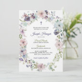 Elegant floral baptism Invitation Kaart (Staand voorkant)