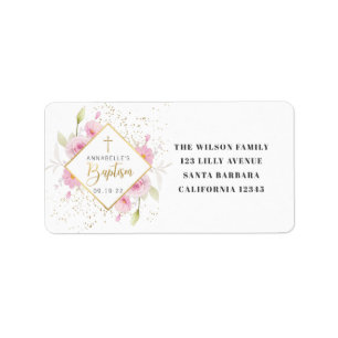 Elegant Floral Baptisme Etiket