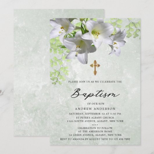 Elegant Floral  Baptisme Kaart (Voorkant / Achterkant)