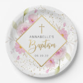 Elegant Floral Baptisme Papieren Bordje (Voorkant)