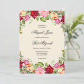 Elegant Floral Bat Mitzvah Kaart (Staand voorkant)