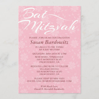Elegant Floral Bat Mitzvah Uitnodiging