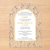 Elegant Floral Bat Mitzvah Uitnodiging (Voorkant)