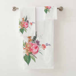  elegant Floral Bath Towel Set Bad Handdoek