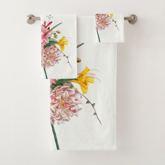 elegant Floral Bath Towel Set Bad Handdoek (Insitu)