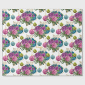 Elegant Floral Bauble Personalized Christmas Cadeaupapier (Vlak)