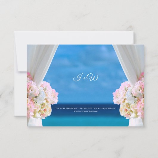 Elegant Floral Beach Bruiloft Accommodaties Kaart (Achterkant)