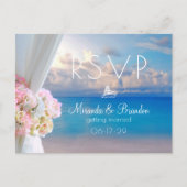 Elegant Floral Beach Summer Sunset Wedding RSVP Aankondigingskaart (Voorkant)