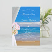 Elegant Floral Beach Summer Wedding Kaart (Staand voorkant)