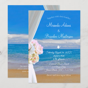 Elegant Floral Beach Summer Wedding Kaart