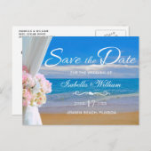 Elegant Floral Beach Summer Wedding Save the Date Briefkaart (Voorkant / Achterkant)