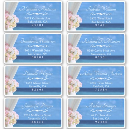 Elegant Floral Beach Zomer Gast Verzendlabel Sticker (Voorkant)