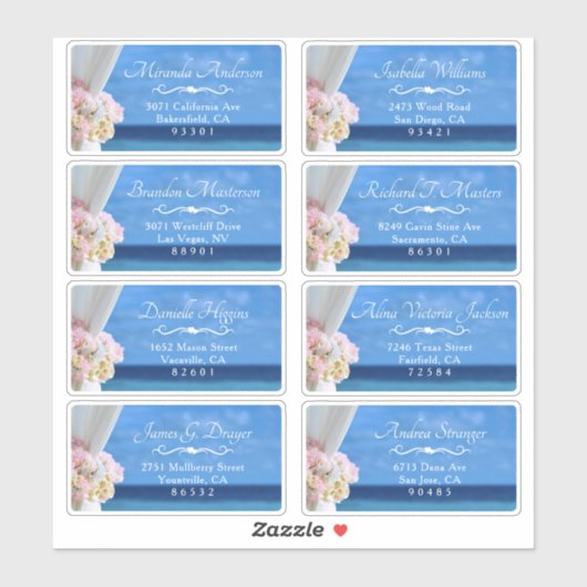 Elegant Floral Beach Zomer Gast Verzendlabel Sticker (Vel)