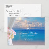 Elegant Floral Beach Zomer Zonsondergang Save the  Aankondigingskaart (Voorkant / Achterkant)