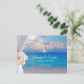 Elegant Floral Beach Zomer Zonsondergang Save the  Aankondigingskaart (Staand voorkant)