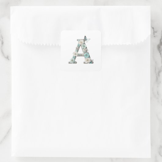 Elegant Floral Beaded Your Monogram A Stickers (Tas)