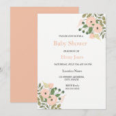 Elegant Floral Beauful Baby shower Kaart (Voorkant / Achterkant)
