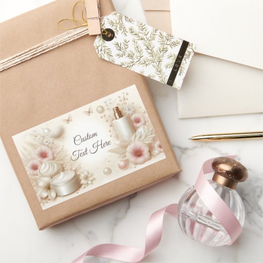 Elegant Floral Beauty Cosmetic Professional Rechthoekige Sticker (Geschenken)